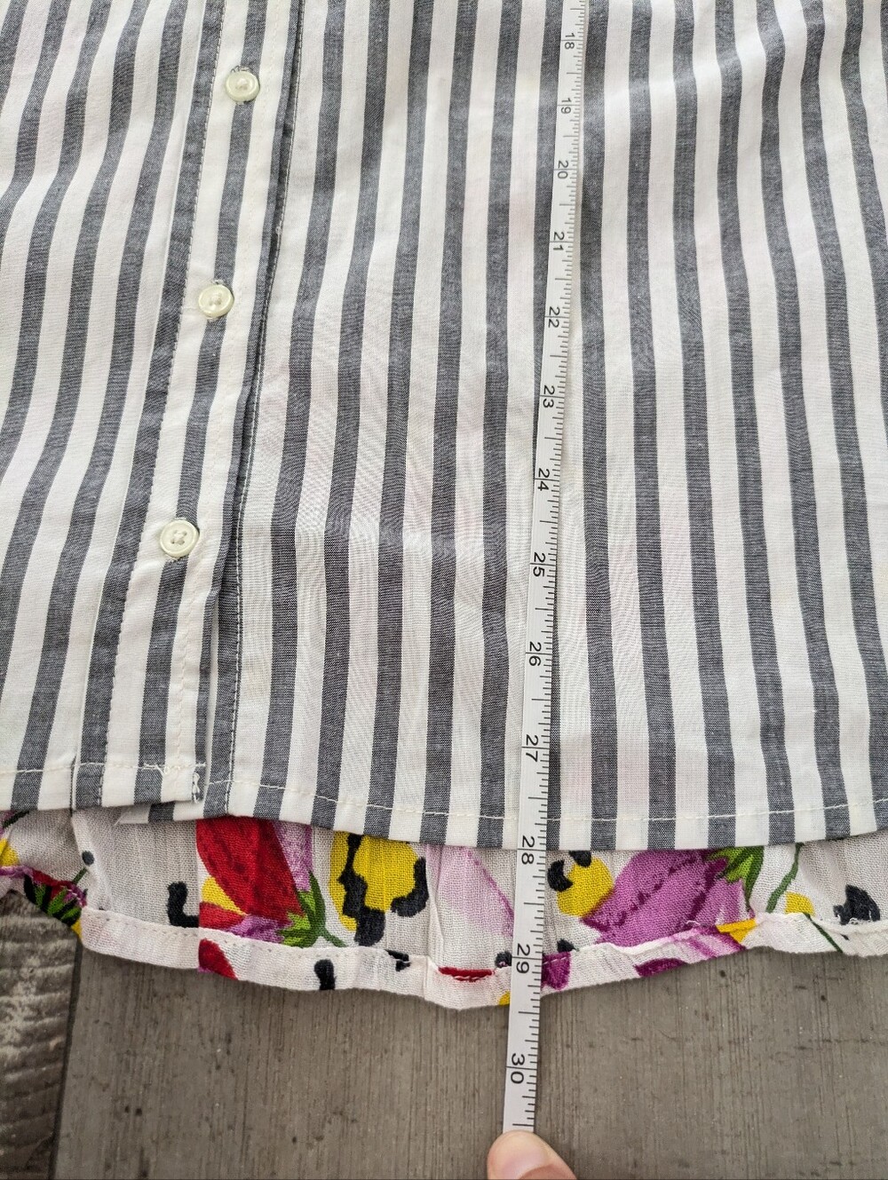 Tolani Collection striped button down blouse floral back Boho Mixed Media NWT L - Picture 6 of 8